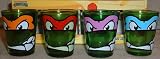 Teenage Muntant Ninja Turtles 4-PC w/Glitter Mask Shot Glass SET