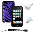 Apple iPod Touch 8GB 32GB 64GB 3rd Generation iTouch Zebra Skin Case Cover Protector Pink and Black Zebra + includes a 4-inch eBigvalue (TM) Determination Hand Strap + 2 in 1 USB home and car Charger Combo