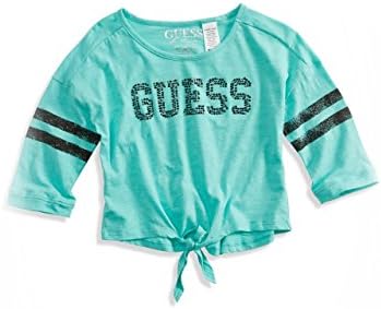 GUESS Kids Girls Big Girl Tie-Front Top (7-16), AQUA (10/12)