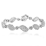 14K White Gold 2.00ct Diamond Wavy Link Bracelet 7.5