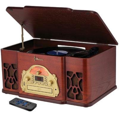 New Emerson Heritage NR134 Record/CD Turntable Belt Drive AM/FM Tuner Digital LED Indicator