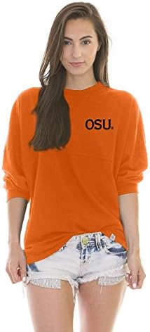 NCAA Oklahoma State Cowboys Women's Jade Long Sleeve Football Jersey, Neon Orange, Large