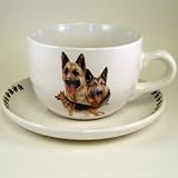 24oz Dog Breed Soup Mug and Saucer - German Shepherd