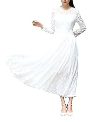 Petite Long Sleeves Summer Lace Vintage Empire   Waistline Maxi Dress 