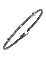 Sterling Silver Basketweave Wheat Bracelets with Diamonds 7.25"