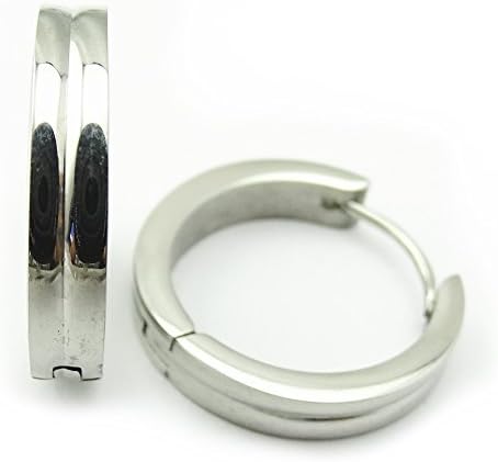Morning Style 316L Stainless Steel 20MM Ribbed Round Polished Fine Shaped Hoop Earring Piercing