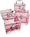 Beauty : Pink Acrylic Makeup Cosmetic Case - 4 Piece Set Style No. TS-40