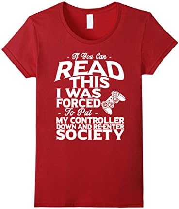 Women's Funny Gamer Shirt - Re Enter Society T Shirt - For Gamer XL Cranberry