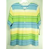 Alfred Dunner Endless Summer Buttoned Striped Top by Alfred Dunner