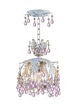 Crystorama 5235-AW-ROSA Melrose Collection 1-light Mini-Pendant, Antique White Finish with Rose Murano Crystal Drops