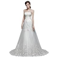 Tulle Applique Full Length Wedding Dress 