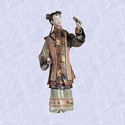 Chinese Princess statue w bird porcelain sculpture New