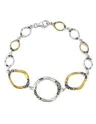 14k Gold Plated and Sterling Silver, Round, Link Bracelet