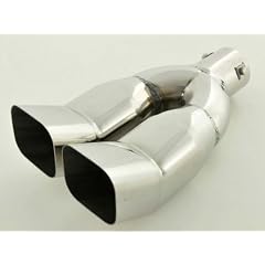FK-Automotive Auspuffendrohr Auspuffblende Edelstahl universal eckig 2x 79x79 mm