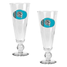Florida Marlins MLB 2pc Pilsner Glass Set with Baseball on stem - Oval Logo by