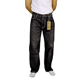 Enyce Mens Black Jeans. 100% heavy weight machine washable cotton. Top quality embroidered design throughout these pants. Excellent attention to all important details: rivets, stitching and fabric design. The latest in unique Hip Hop and street wear