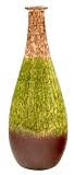 Ambiente-Handmade Blown Glass Tall Art Vase With Scaled Red Green And Orange Finish
