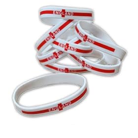 20 x England Flag Wristbands/Bracelets