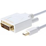 Cablecreation Gold Mini Displayport (Thunderbolt Port Compatible) to DVI Cable for Mac Book, Imac and More, 6ft White Color