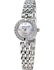 Gemorie Women Fashion Round Shape Cubic Zirconia Watch with Steel Band in Rhodium Plating (129001)