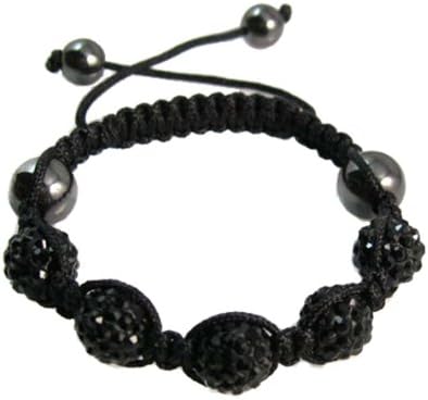 Dream Jewelry 2012 Kids Shamballa Black Crystal Bracelet Bling Disco Baby Ball Friendship Adjustable +Box