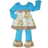 New Girls Boutique Shabby Floral Leopard Clothing Set