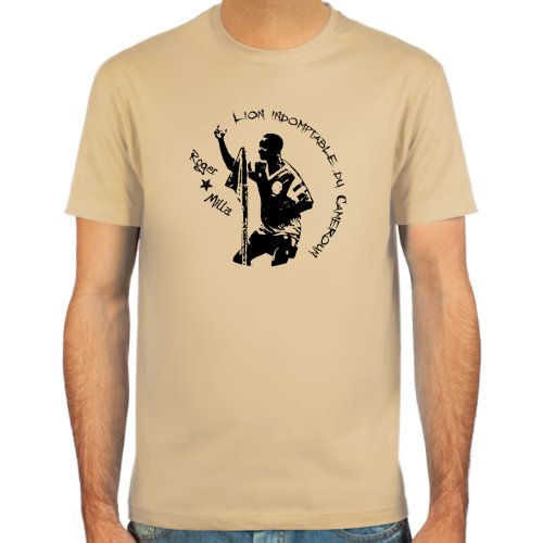 T-Shirt Roger Milla ::: Farbauswahl: skyblue, sand, weiß oder deepred ::: Größen: S-XL ::: Fußball-Kult