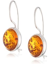 Sterling Silver Honey Amber Oval Earrings