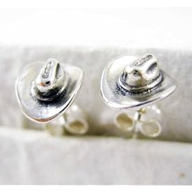 Sterling Silver Cowboy Hat Post Earrings