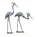 Ancient Graffiti Standing and Bowing Steel Heron Pair Outdoor Decor