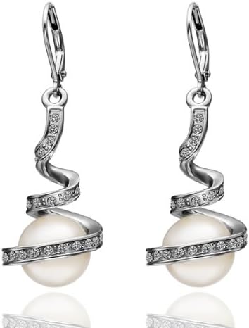 Salinla Jewelry Dangle Pearls Earing Gold Plated Drop Earrings Bead Earring Piercing Crystal Zirconia Earings Fashion E011 18k gold long earrings for women