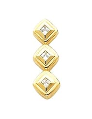 14K Yellow Gold Three-Stone Princess Cut Diamond Earrings - 1.50 Ct. -- LIFETIME WARRANTY