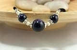 Beautiful Galaxy Jade Beads on a Velvet Choker Necklace Pendant Size: .25 Necklace length 16