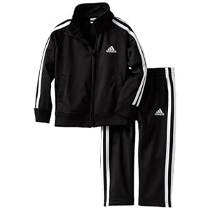 Adidas Boys 2-7X Basic Tricot Set (4T, Black)