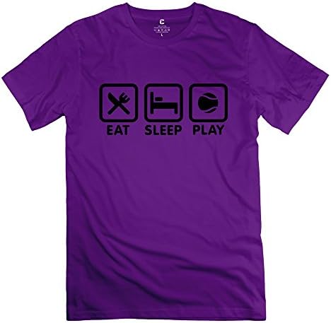Cool Eat Sleep Playing Tennis Tshirt Man's Crew-Neck Tshirt Purple Size XL