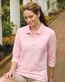 Tri-Mountain Womens 3/4-Sleeve Pique Knit Polo Shirt. 601