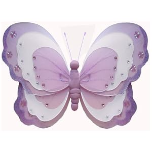 10 Purple and White Triple Layered Butterfly nylon hanging ceiling wall baby nursery room... by Bugs-n-Blooms