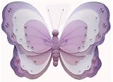 10″ Medium Purple & White Triple Layered Butterfly Decorations – butterflies hanging nylon nursery bedroom girls room ceiling wall decor, wedding birthday party baby bridal shower