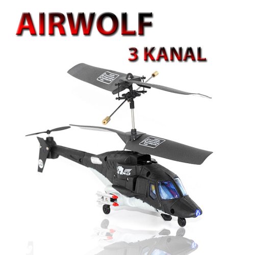 3 Kanal RC Mini AIRWOLF Hubschrauber/Helikopter/Heli! imit integriertem Lipo Akku und externes Aufladegerät!!!