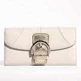 Coach Soho Leather Buckle Slim Envelope Clutch Wallet 45622 White/Gold
