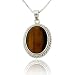 Sterling Silver Genuine Tiger Eye Stone Oval Pendant