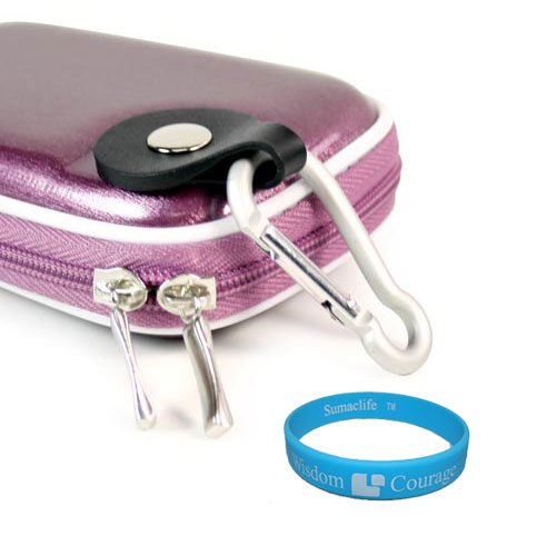 Camera Case for Flip Video MinoHD (Candy Purple) + SumacLife Wisdom Courage Wristband