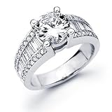 14k Gold 1.11 Ct Diamond (G-H, SI2) Engagement Ring Semi Mount - Round 2ct Center Stone Not Included
