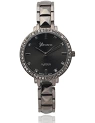 Brinley Co. Womens Rhinestone Accent Metal Link Watch