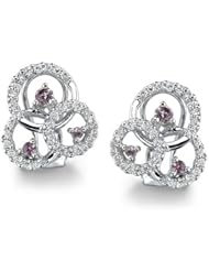 14k White Gold 0.41 Ctw Circular Pink Sapphire Diamond Earrings