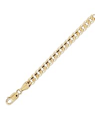 14K Solid Yellow Gold Curb Cuban Chain Bracelet 5.9mm (7/32 in.) - 8 in.