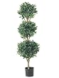 Pack of 2 Potted Artificial Sweet Bay Triple Ball Topiary Trees 4'