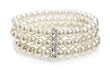 Pearl Triple Strand Fashion Beaded Pearl Bracelet with Swarovski Crystals
