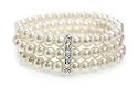 Pearl Triple Strand Fashion Beaded Pearl Bracelet with Swarovski Crystals