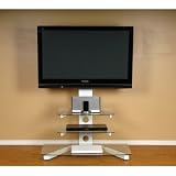 60 Inch White With Clear Glass TV Mount by Tier One Designs (White with Clear Glass) (46H x 37.5W x 19.25D)